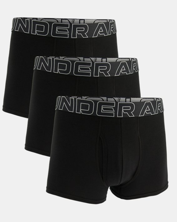 Men's UA Performance Cotton 3" 3-Pack Boxerjock® in Black image number 2